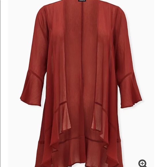 LAST 1- NEW torrid crinkle chiffon ruffle hi/lo kimono - Picture 3 of 10